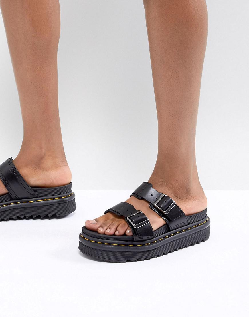 Dr. Martens Leather Myles Two Strap Flat Sandals in Black | Lyst Australia
