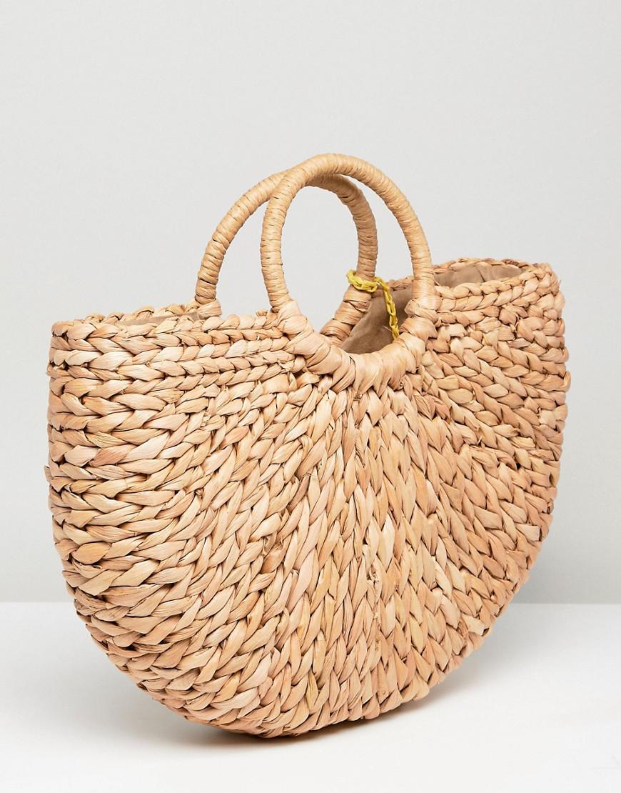 half moon straw tote