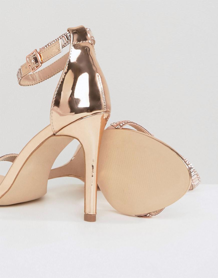 ALDO Leather Sevoredia Rose Gold Heeled Sandals in Metallic - Lyst