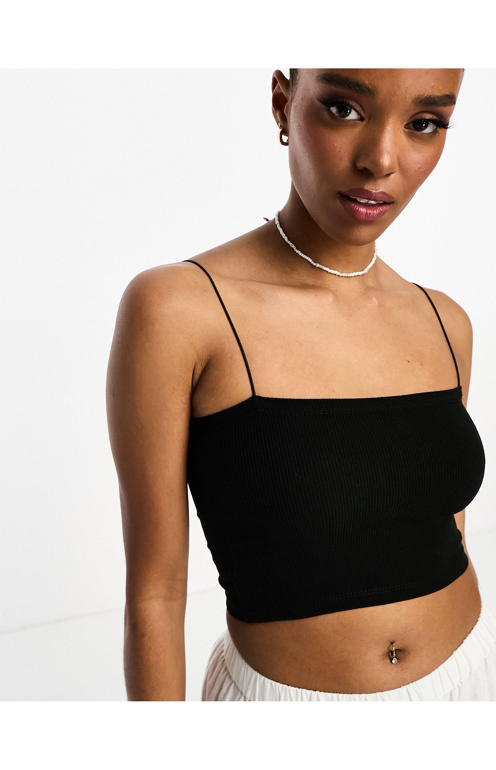 Pull&Bear 2 Pack Strappy Ribbed Tube Crop Top in Brown | Lyst