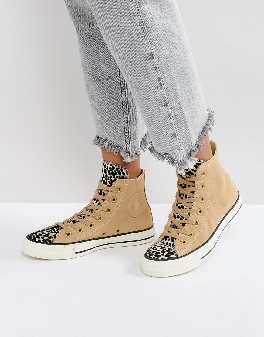 Converse Chuck Taylor All Star Leopard Hi Top Sneakers In in Natural | Lyst