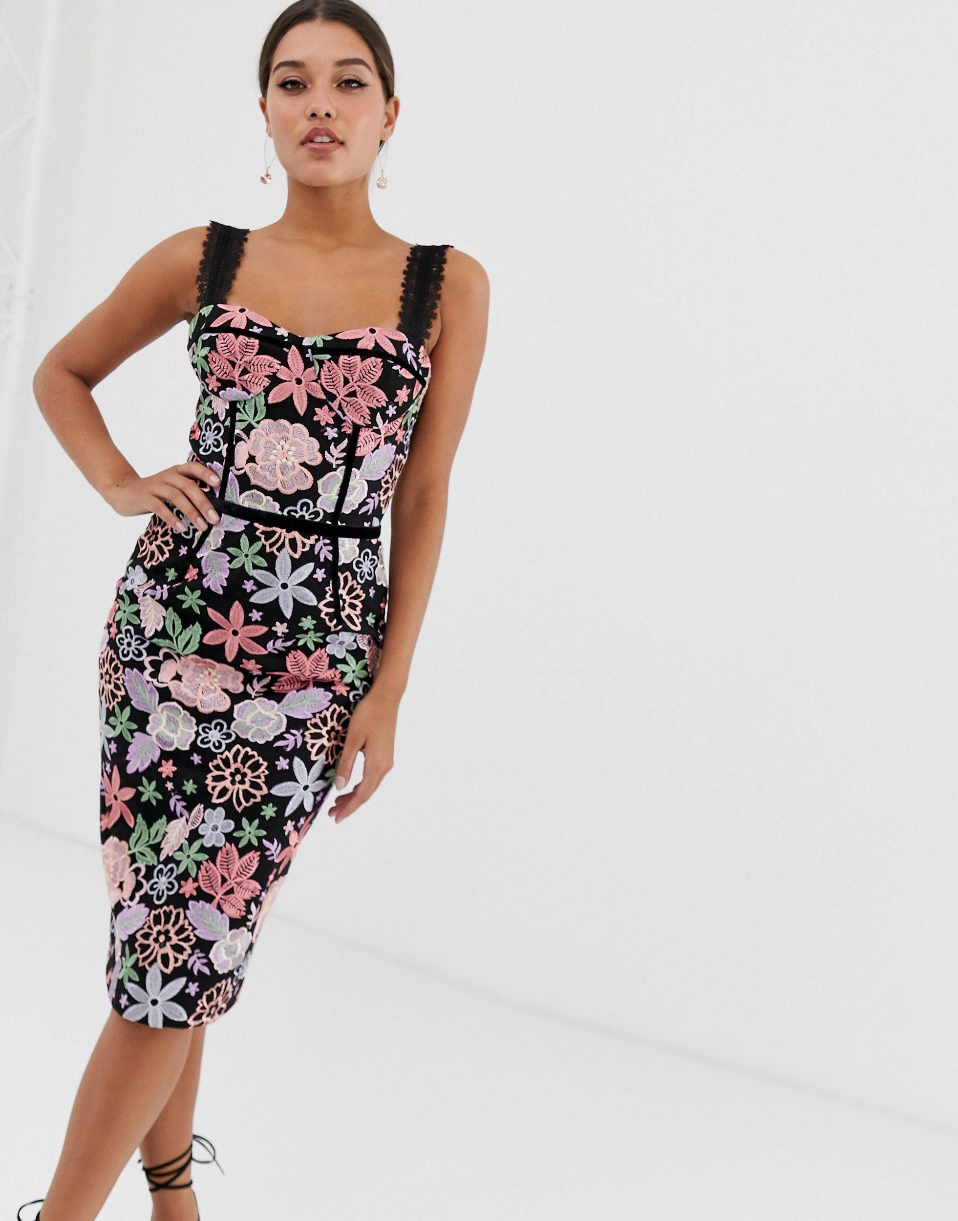 Bronx and Banco Bronx & Banco Camille Floral Embroidered Pencil Dress | Lyst