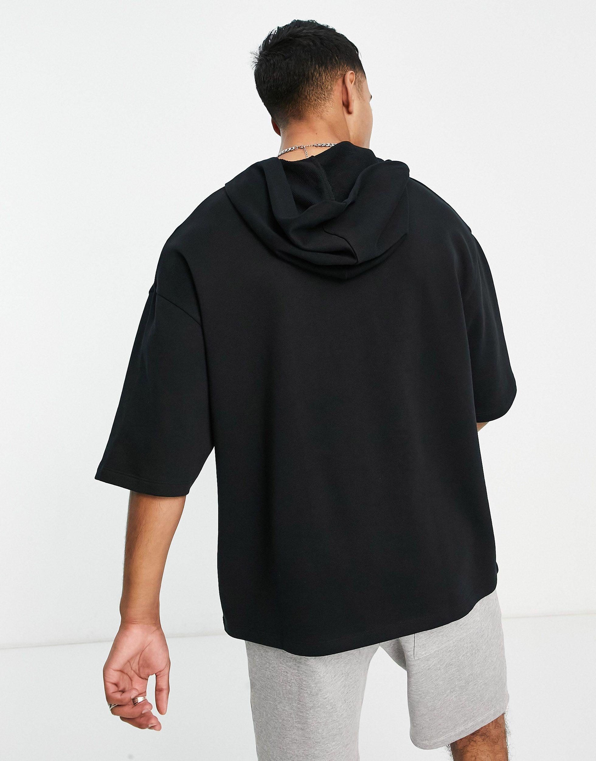 Short sleeve hoodie oversized sales