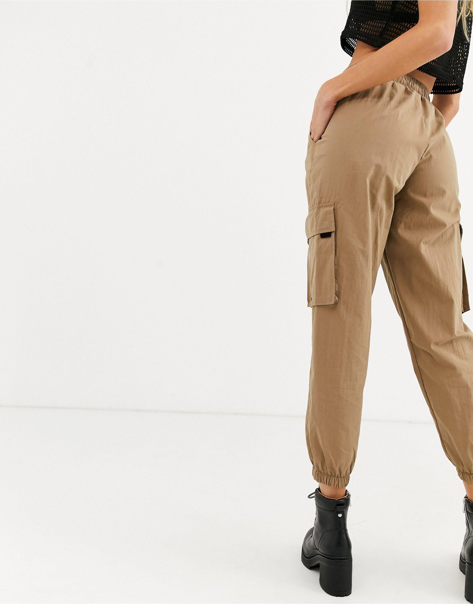 Bershka Denim Cargo Pant in Brown | Lyst