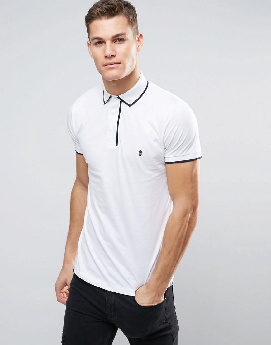 French Connection Cotton Piping Polo Shirt in White for Men - Lyst