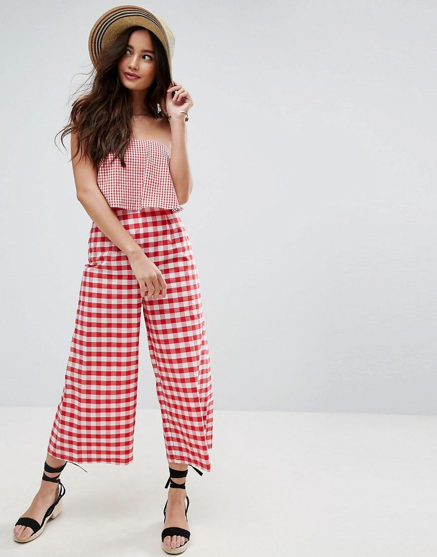 Red check jumpsuit Clearance