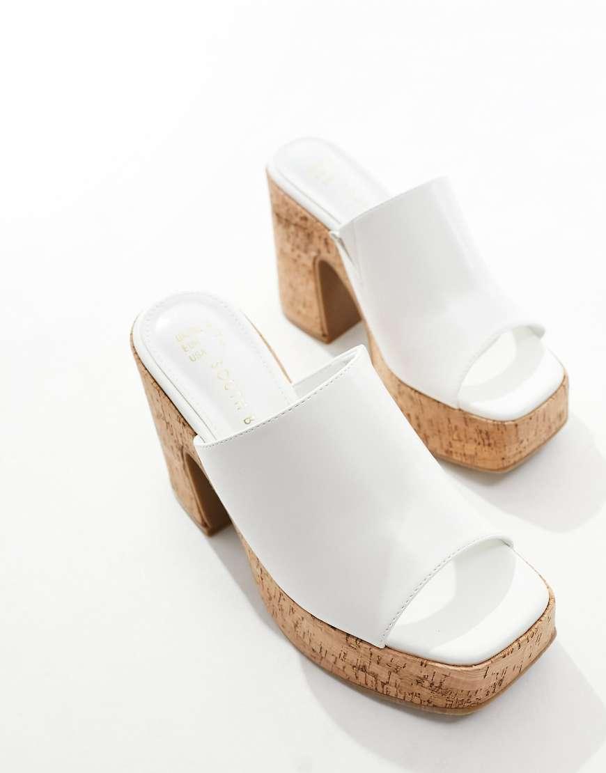 South Beach Cork Heeled Mules in White Lyst UK