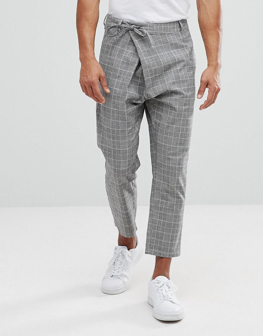 tapered check trousers mens