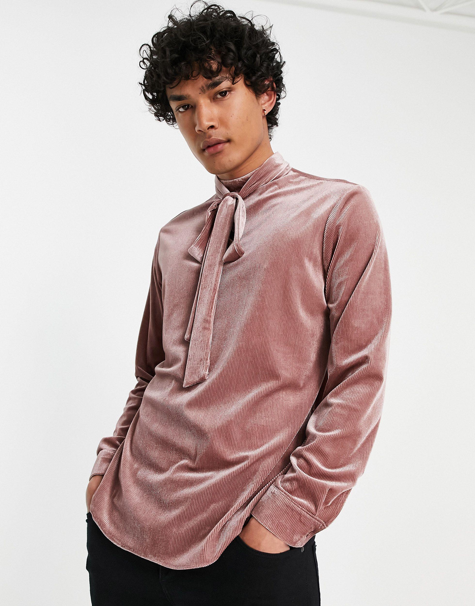 Chemise coupe classique en velours côtelé avec col lavallière ASOS pour  homme en coloris Rose | Lyst