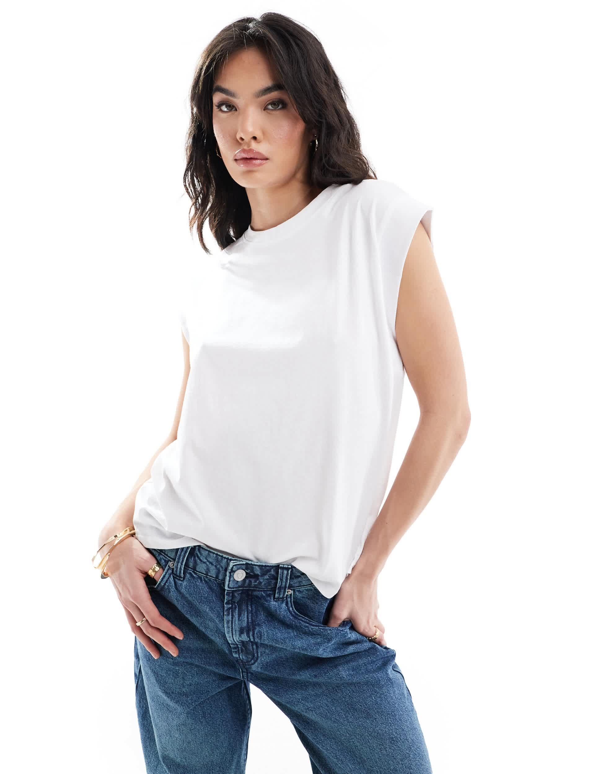 Debardeur sans manches avec details aux epaules Mango en coloris Blanc Lyst