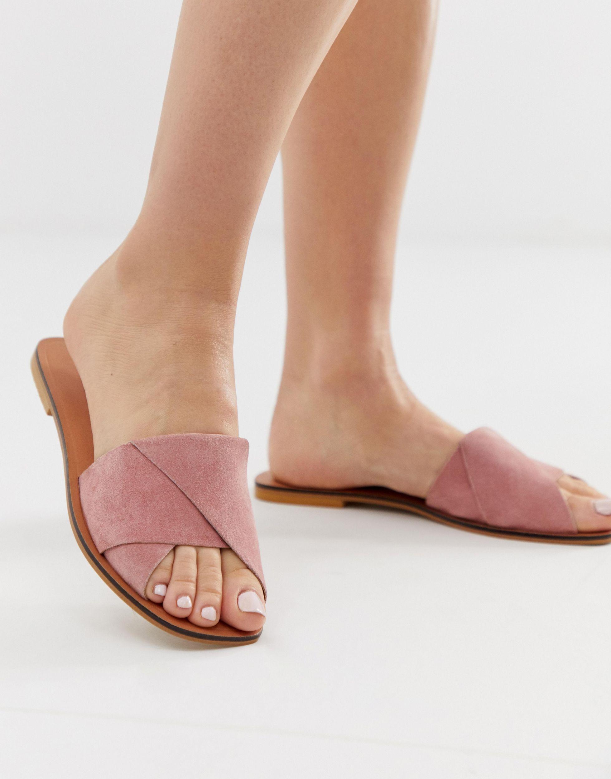 asos design favoured leather flat sandals