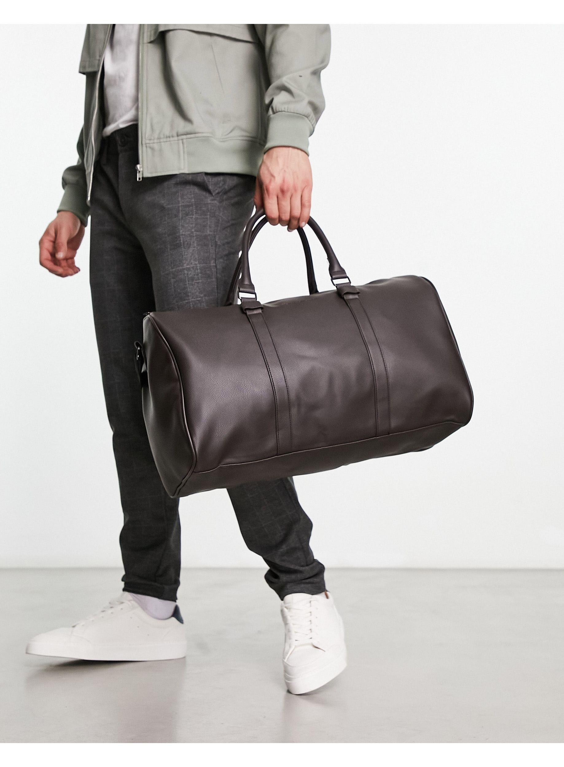 Mens faux leather holdall sale