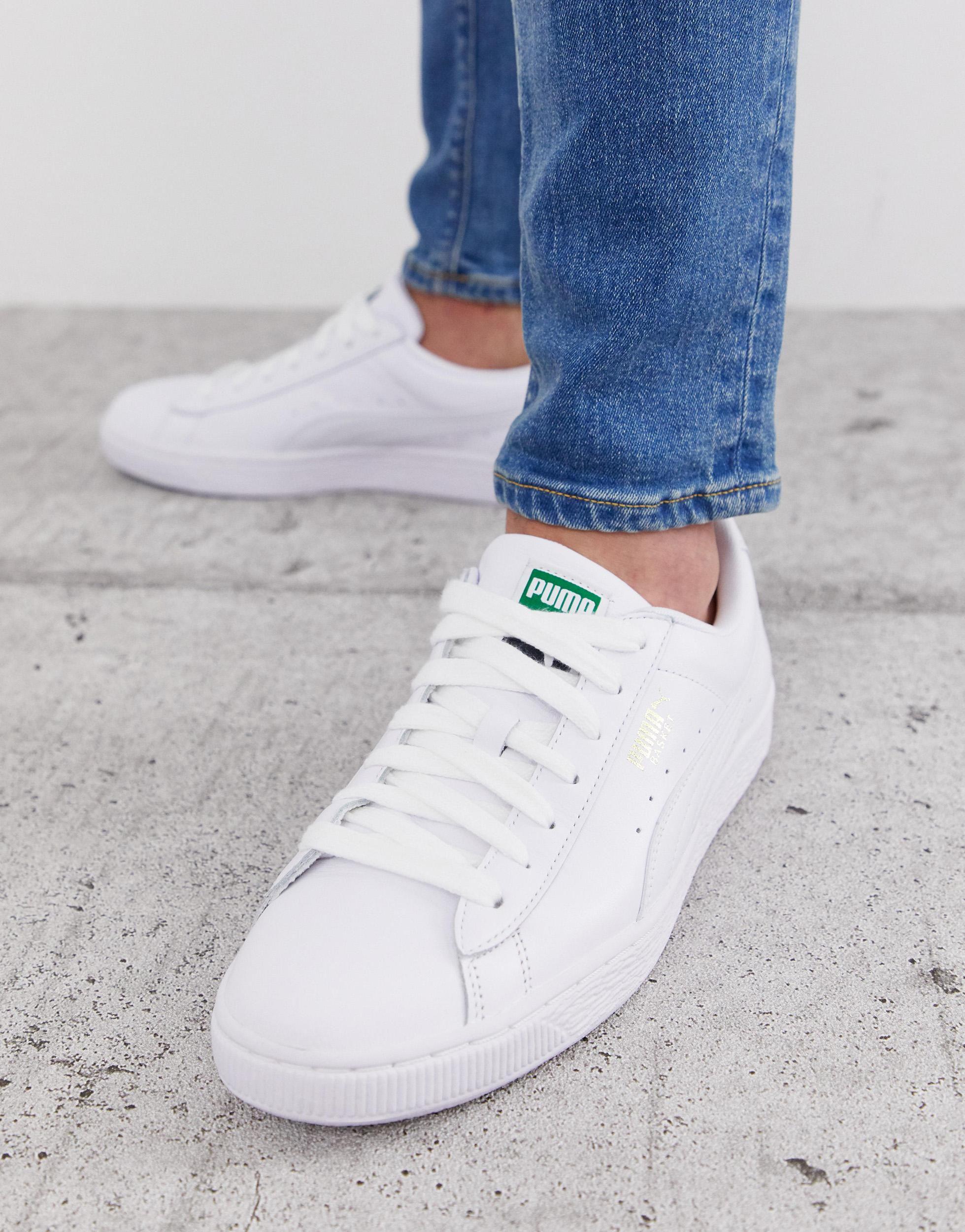 PUMA Leather Basket Classic Lfs Lowtop Trainers in White for Men