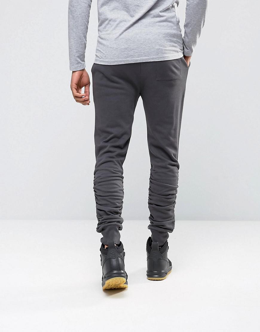 black stacked joggers