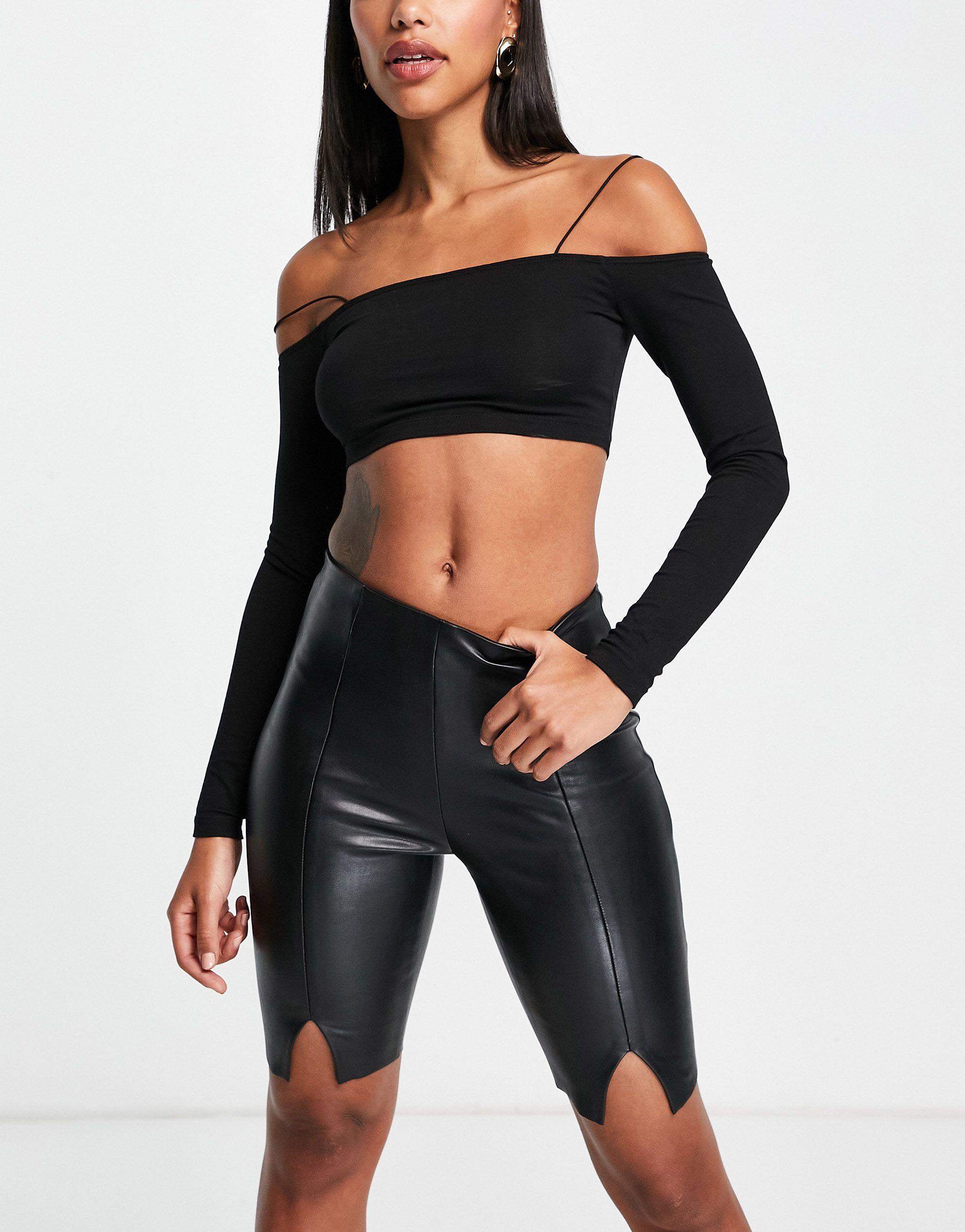 short faux leather leggings