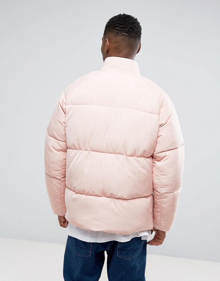ASOS Synthetic Puffer Jacket In Pink for Men Lyst