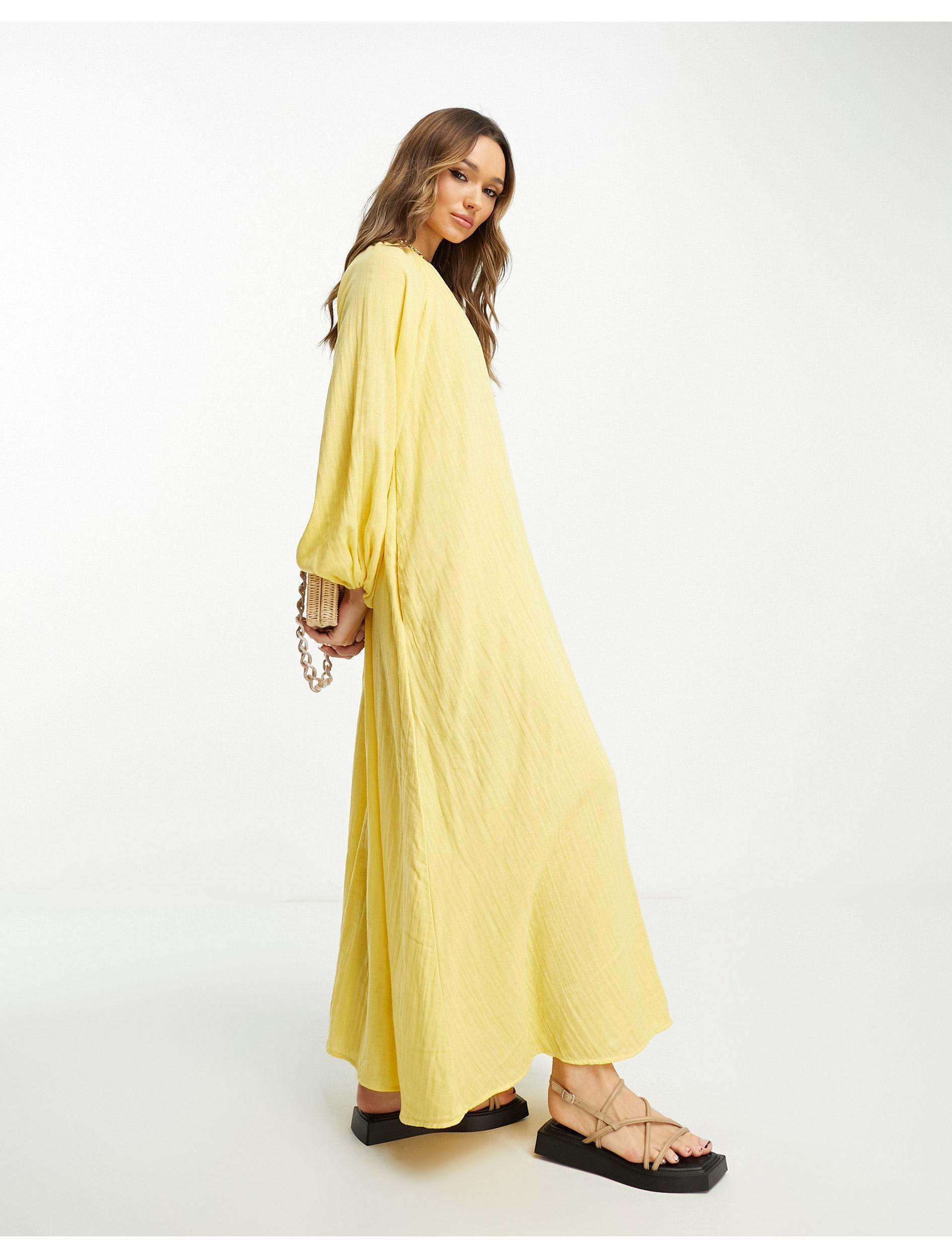 ASOS Double Cloth Trapeze Maxi Dress in Yellow | Lyst