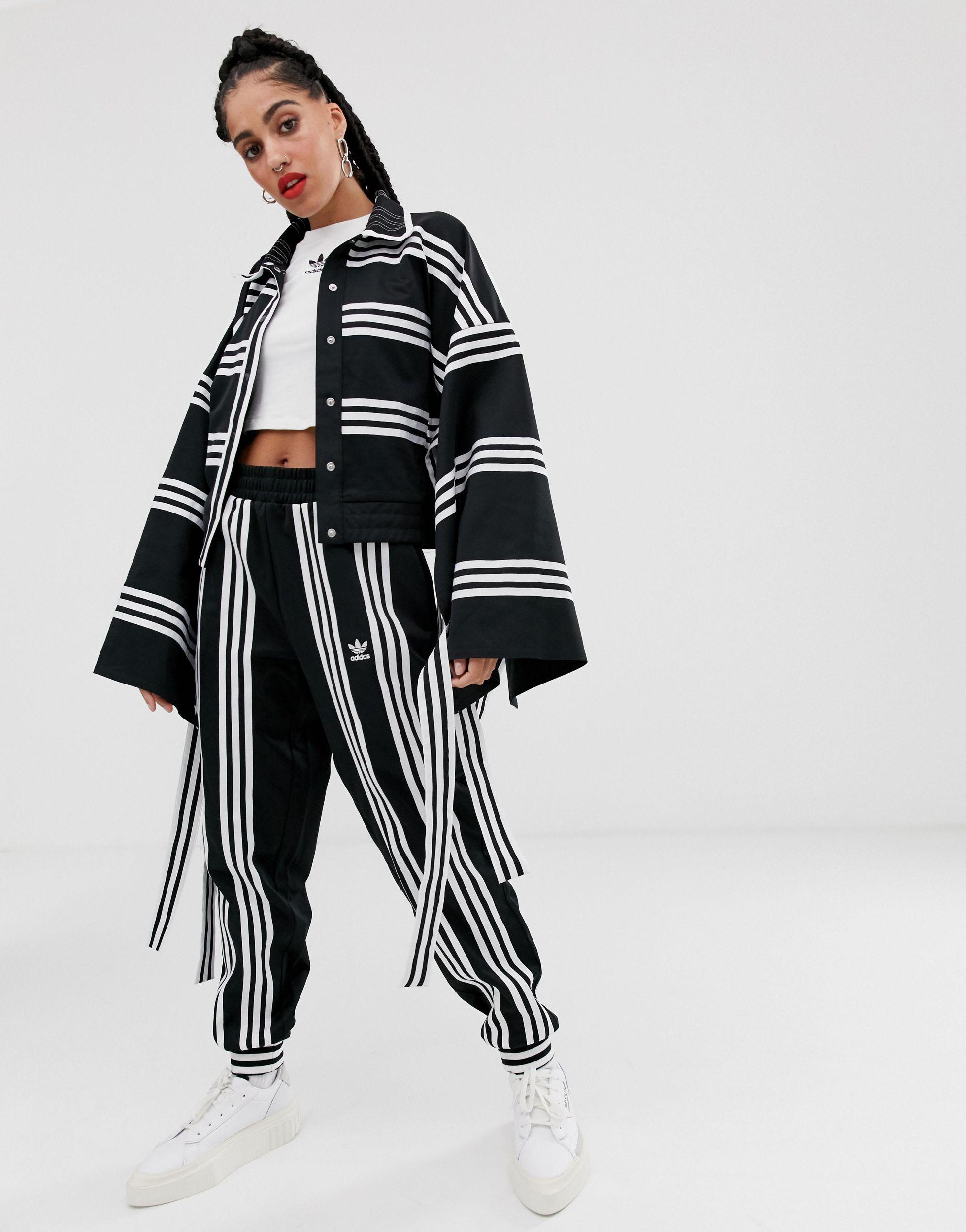adidas Originals Synthetic X Ji Won Choi Mixed Stripe Kimono In Black | Lyst