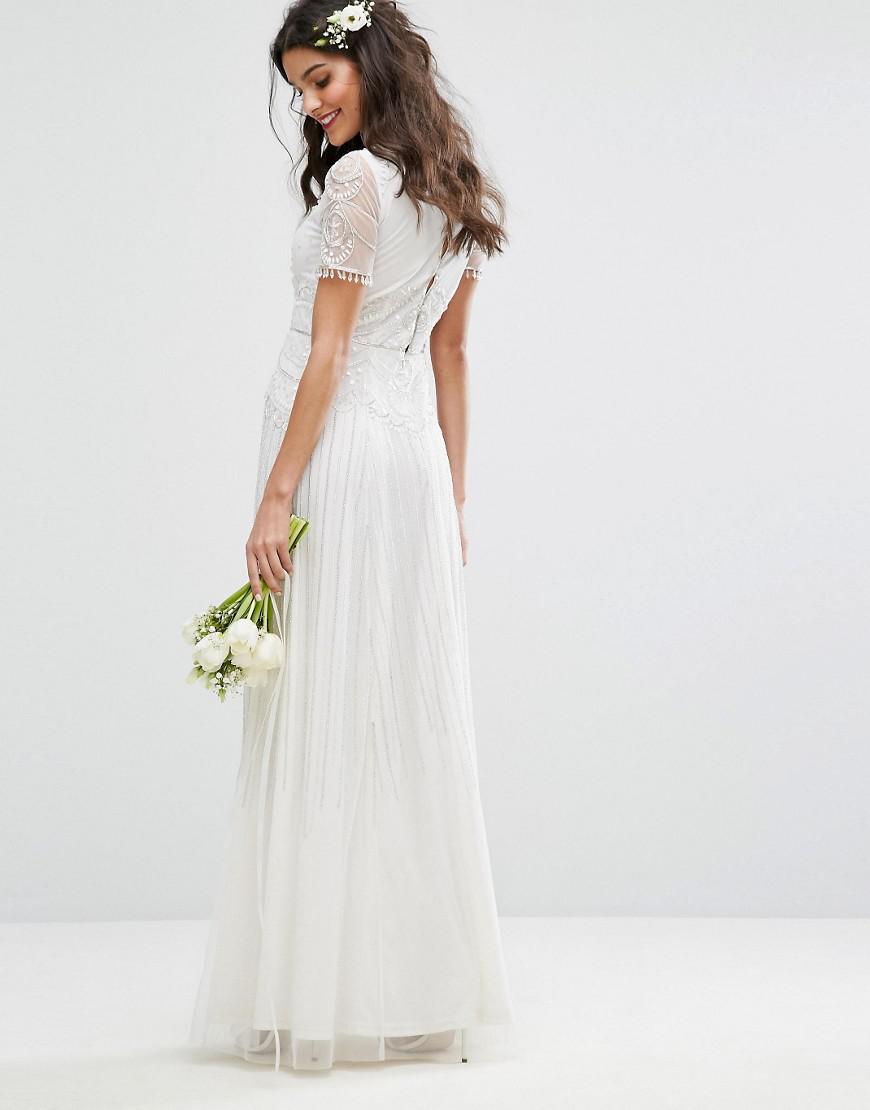 Amelia Rose Synthetic Bridal Maxi Dress With Vintage Embellishment