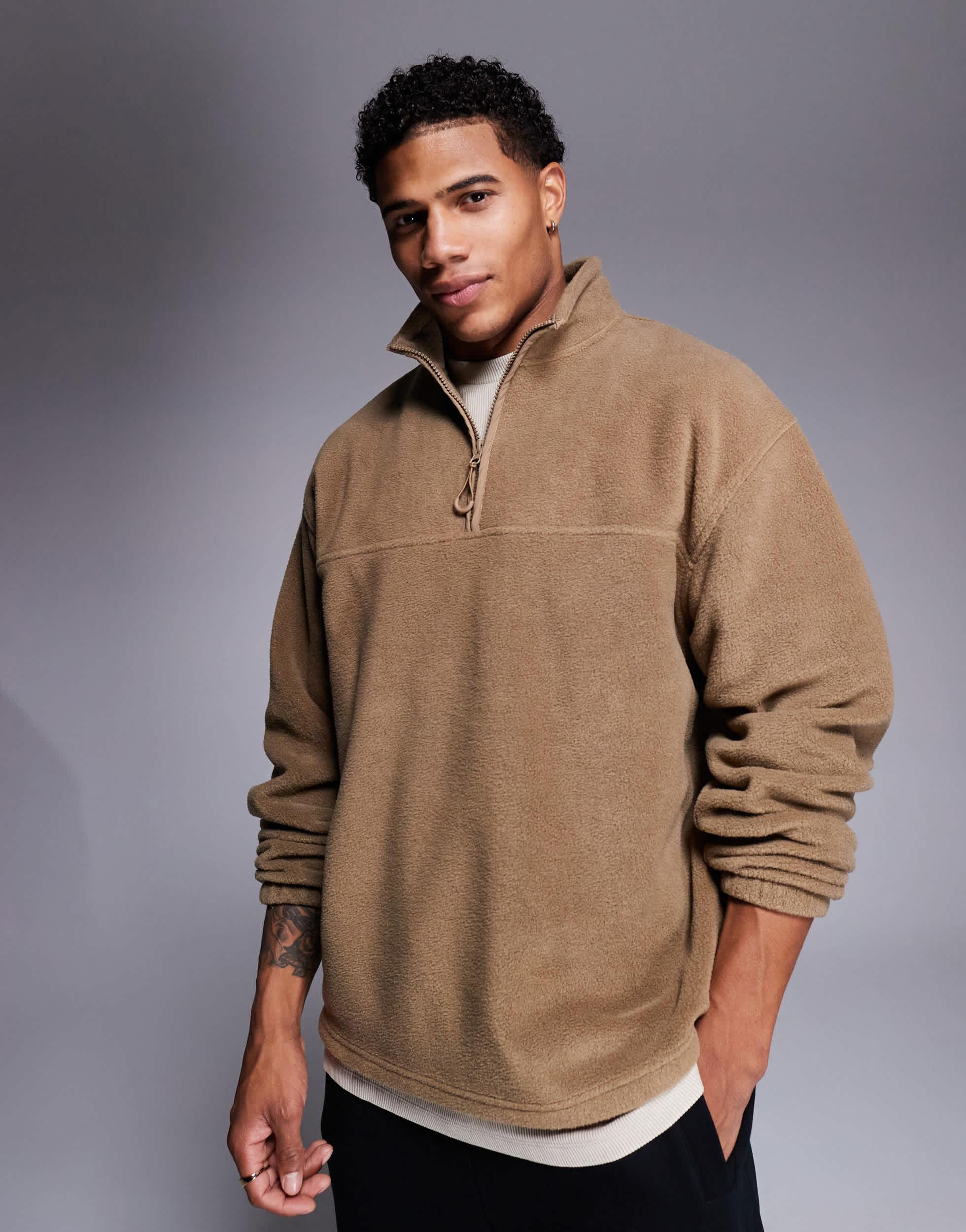 Half zip fleece asos deals