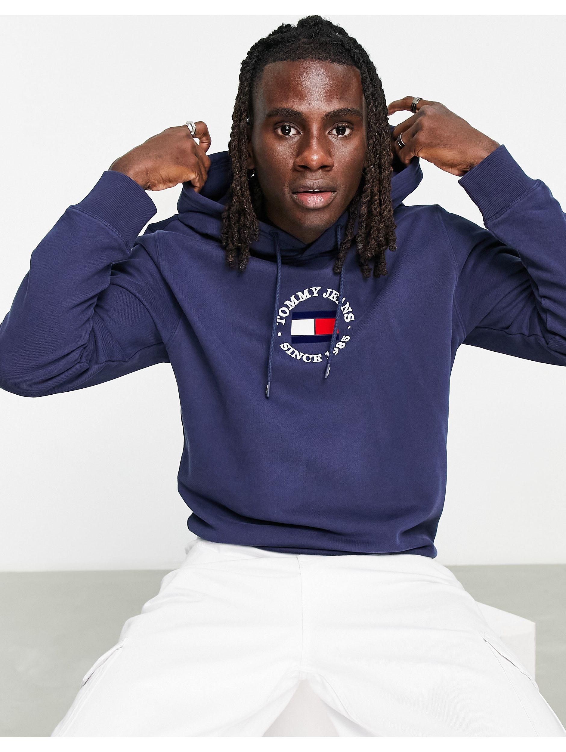 Tommy Hilfiger Timeless Logo Hoodie in Blue for Men | Lyst