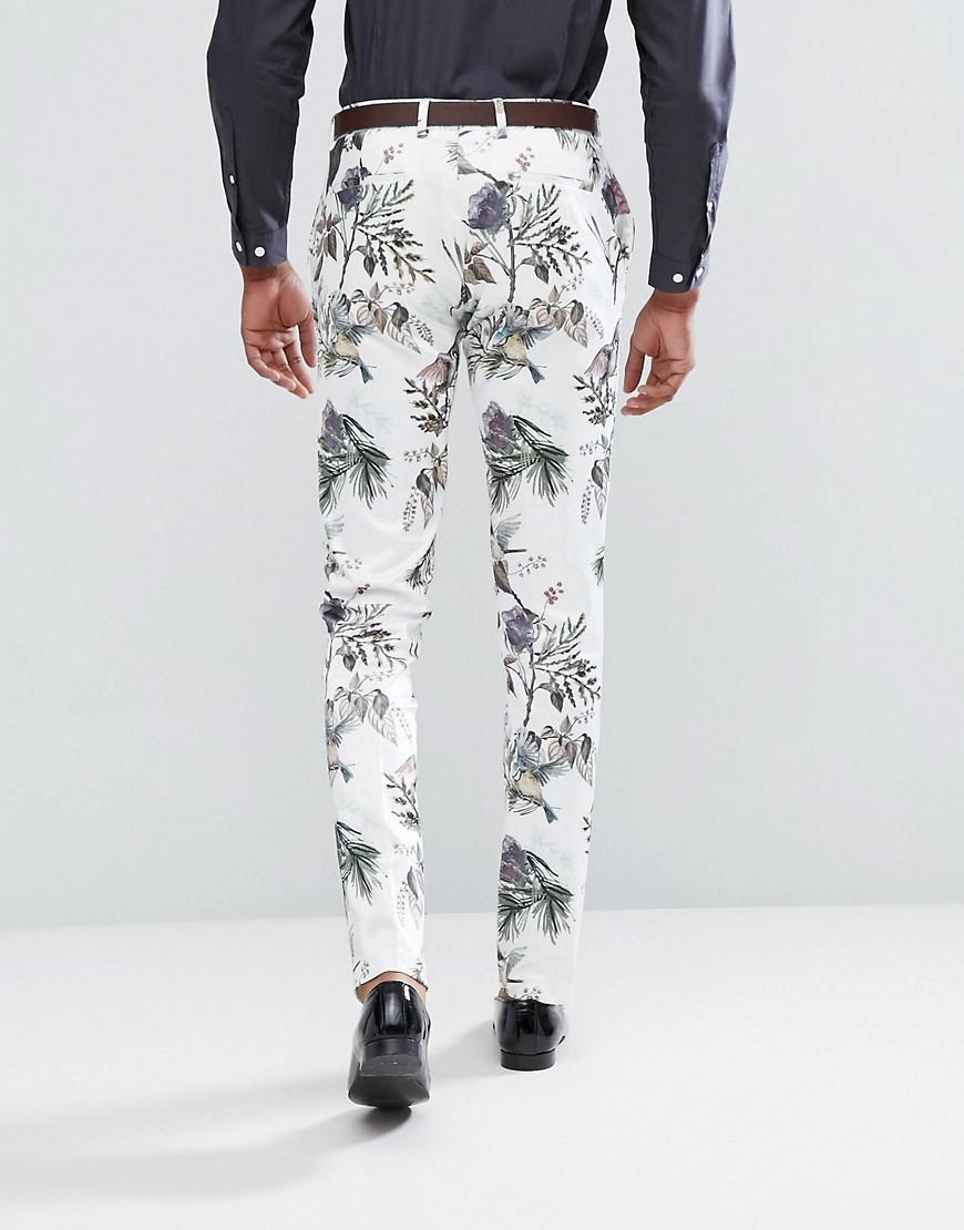 ASOS Synthetic Tall Wedding Skinny Smart Pants In Pastel Floral Print