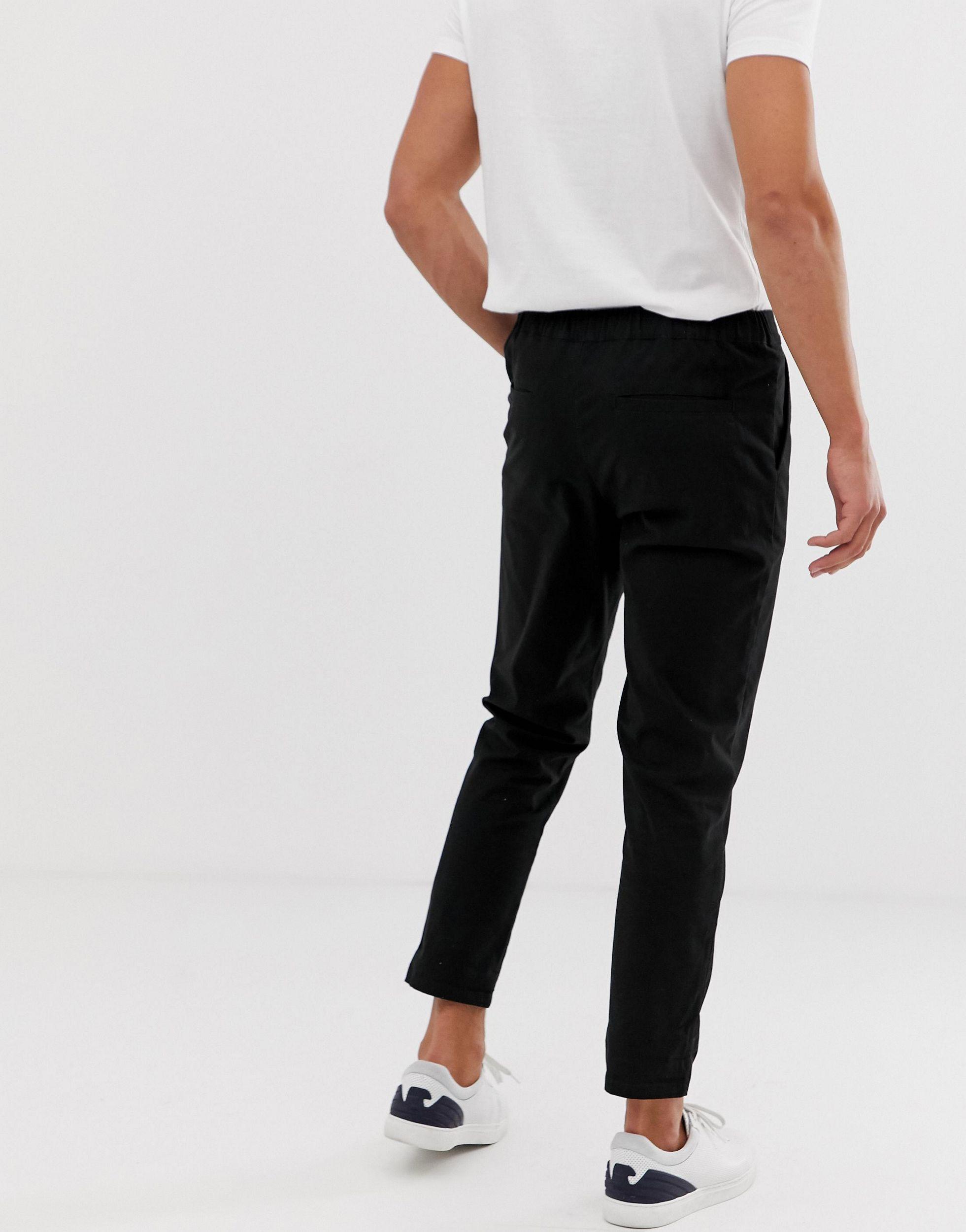 ASOS Cigarette Chinos With Pleats in Black for Men | Lyst