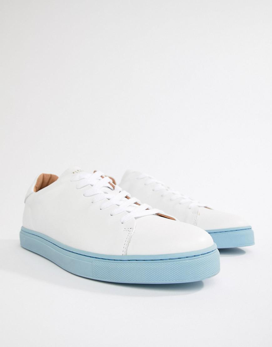 SELECTED Premium Sneaker With Contrast Blue Sole in White for Men