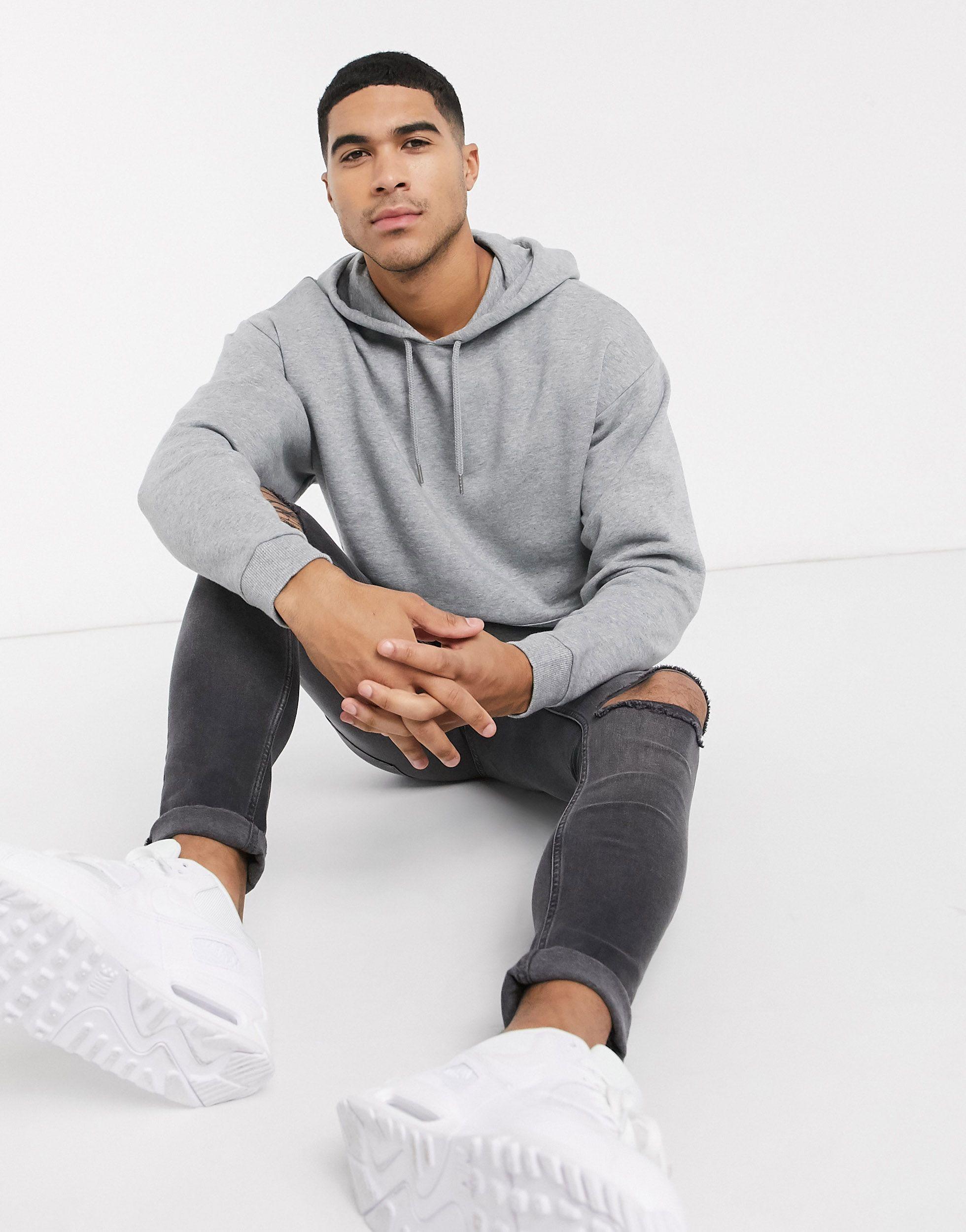 ASOS Design Oversized Jersey Shorts in Gray marl-Grey