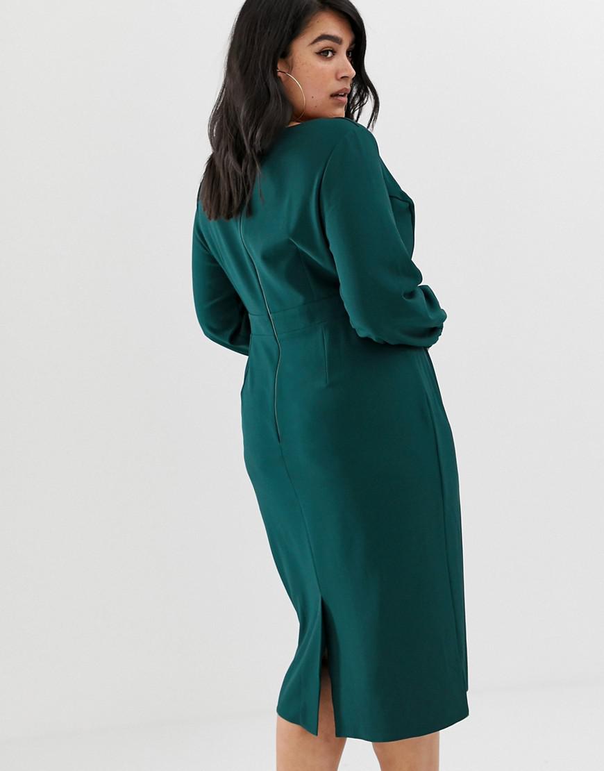 asos design origami twist midi pencil dress