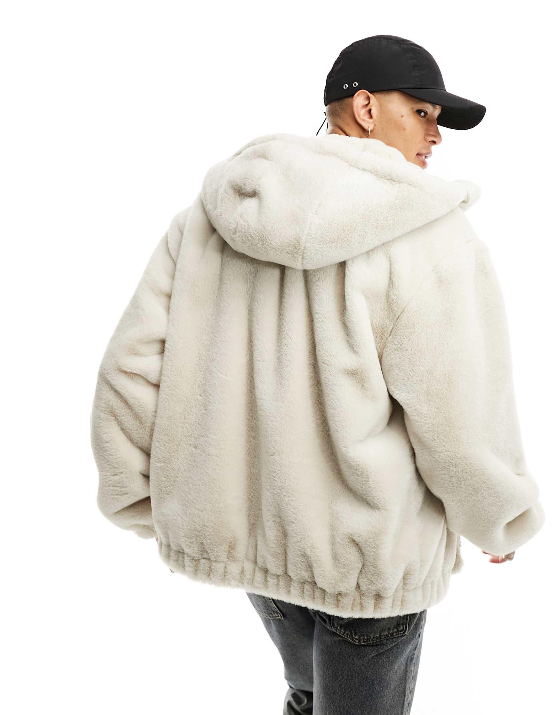 Bershka Faux Fur Jacket in White for Men Lyst UK