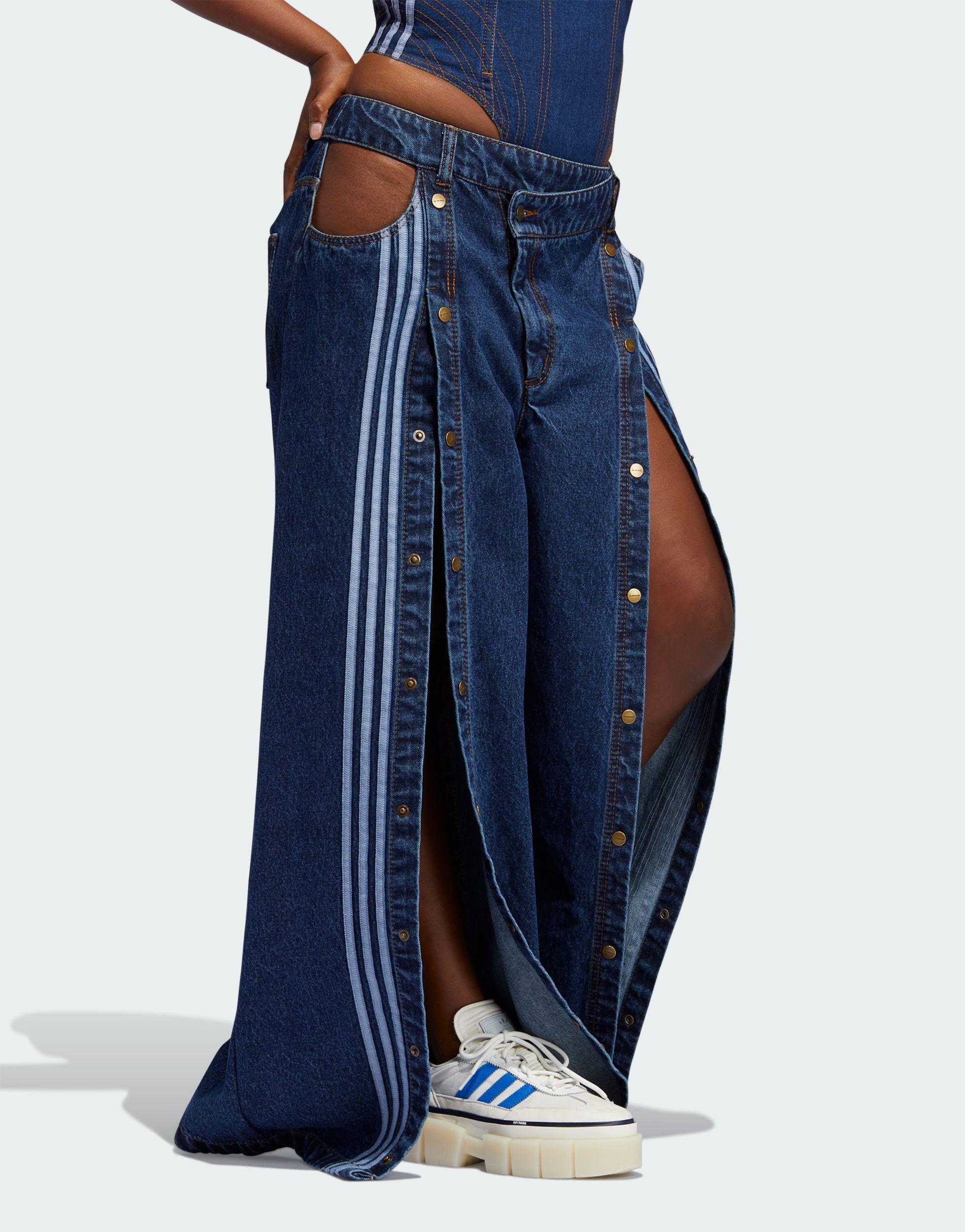 Ivy Park Adidas Originals X Denim Popper Jeans in Blue | Lyst