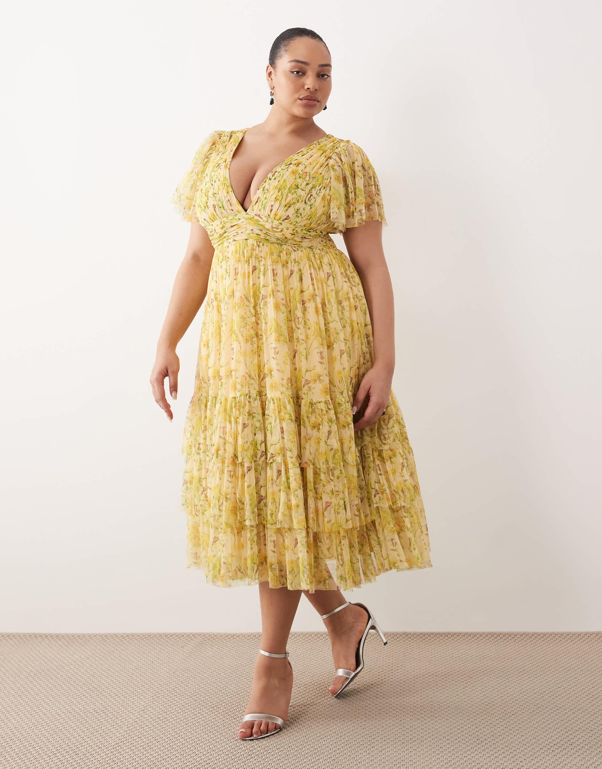 lace and beads yellow dress Melody Maxi Dress in Yellow Floral Lace & Beads