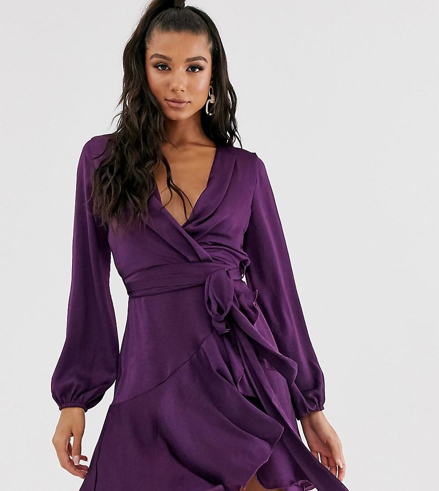 purple wrap dress long sleeve