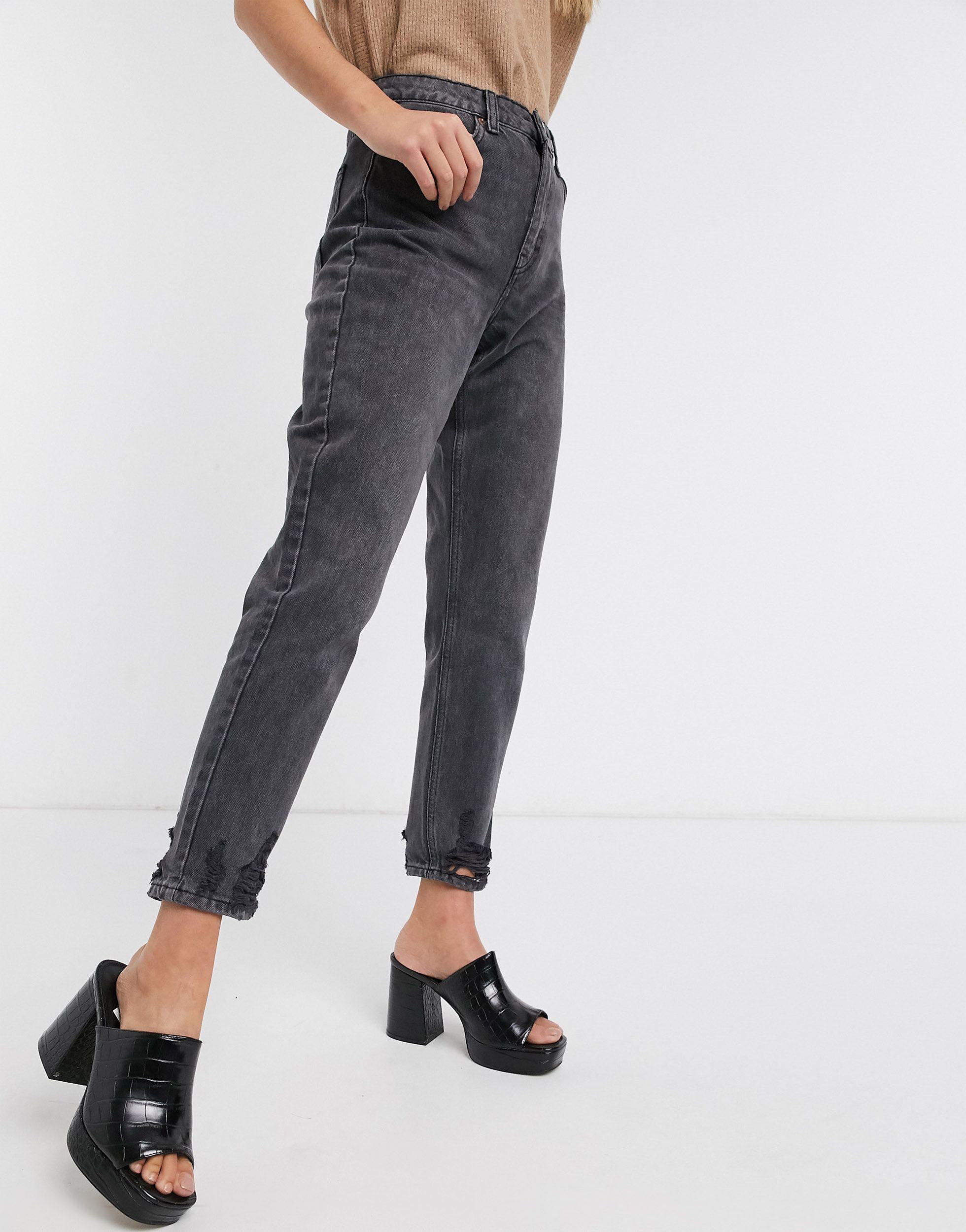 Ripped hem mom jeans Clearance