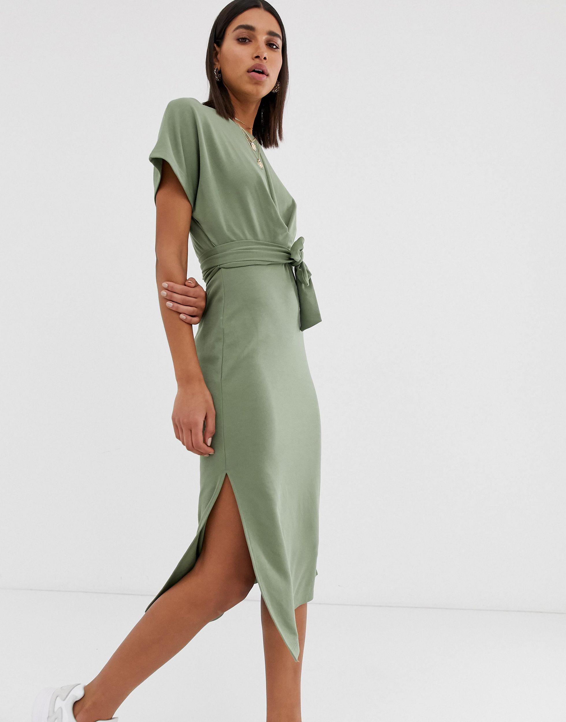 Bershka – T-Shirt-Kleid aus Jersey in Grün | Lyst DE
