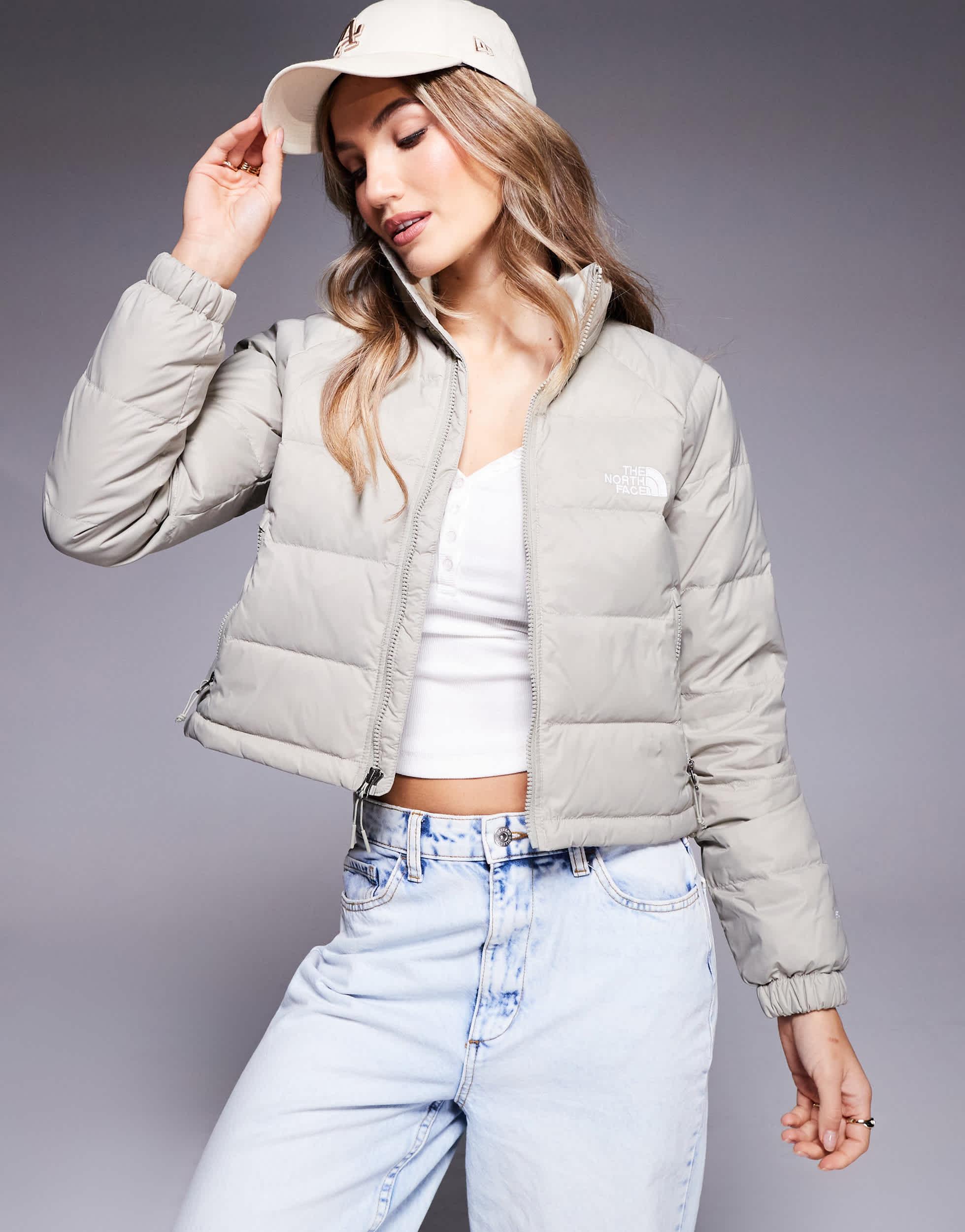 The North Face Grey Puffer Grey North Face Logo Puffer Jacket THE 