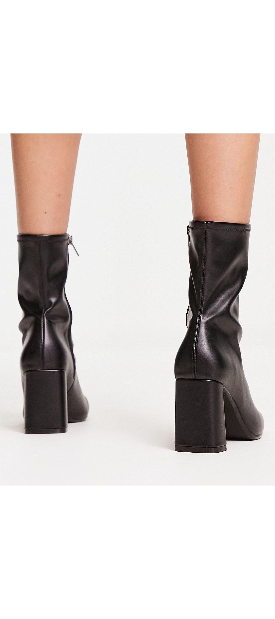 Bershka Heeled Boots in Black | Lyst