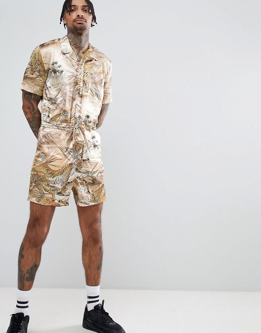 ASOS Short Boilersuit In Safari Print for Men - Lyst