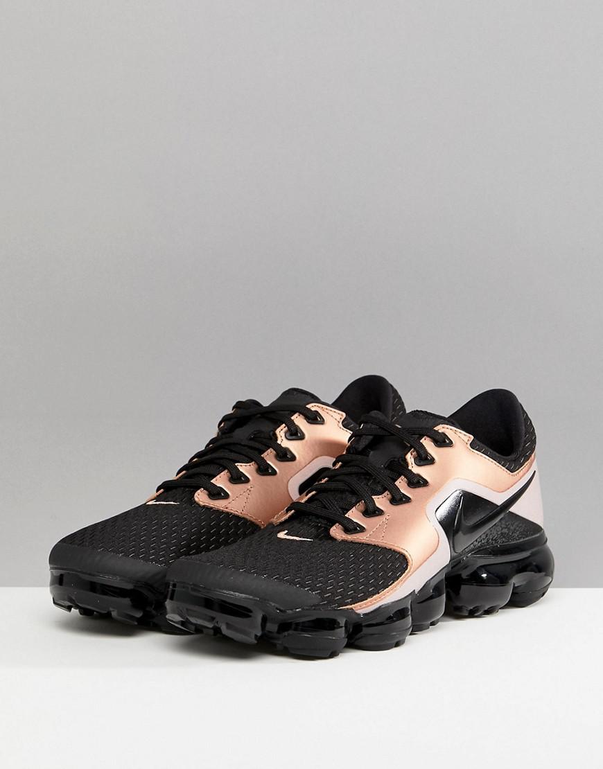 Nike Rubber Running Vapormax Mesh Trainers In Black And Rose Gold | Lyst UK