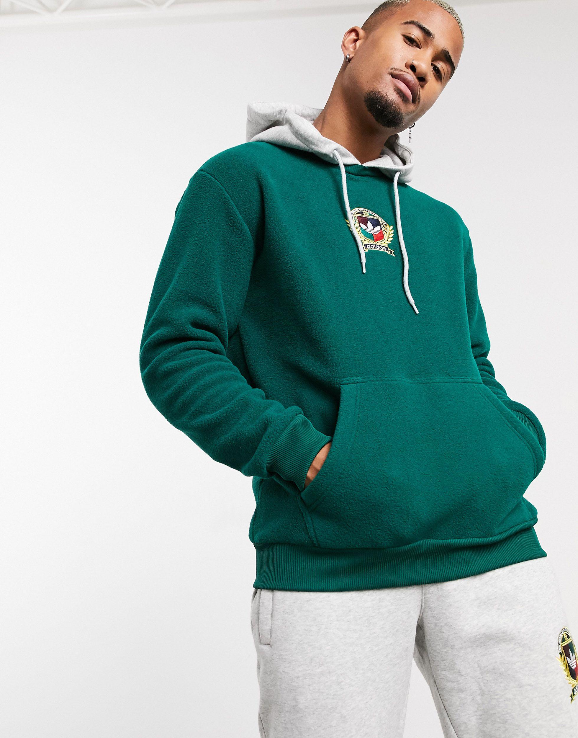 adidas Originals Hoodie With Collegiate Crest in Green for Men | Lyst