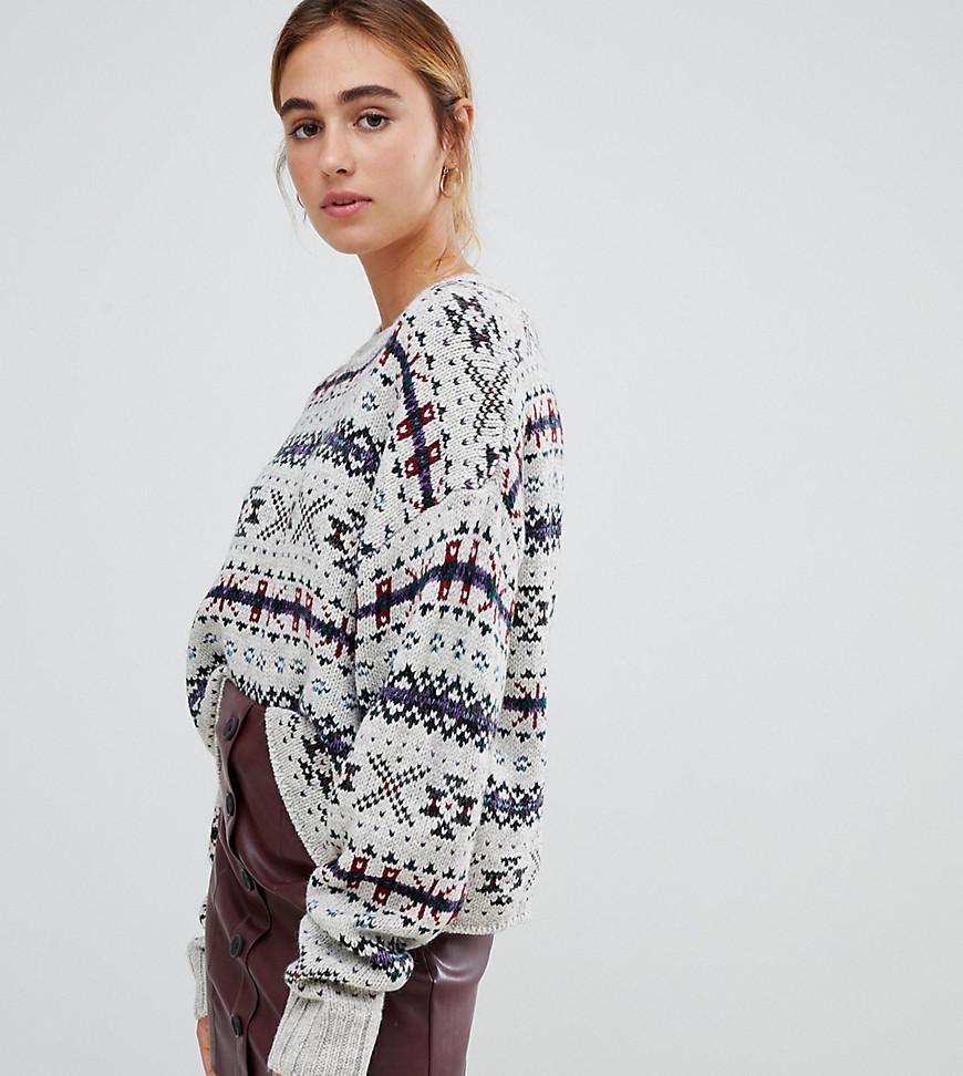 gray fair isle sweater