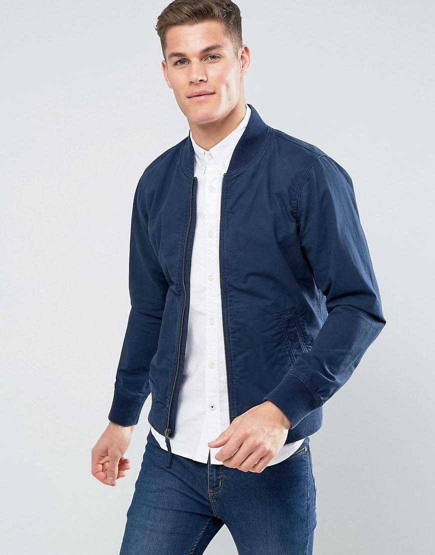 Hollister Bomber Jacket Stretch In Navy in Blue for Men | Lyst