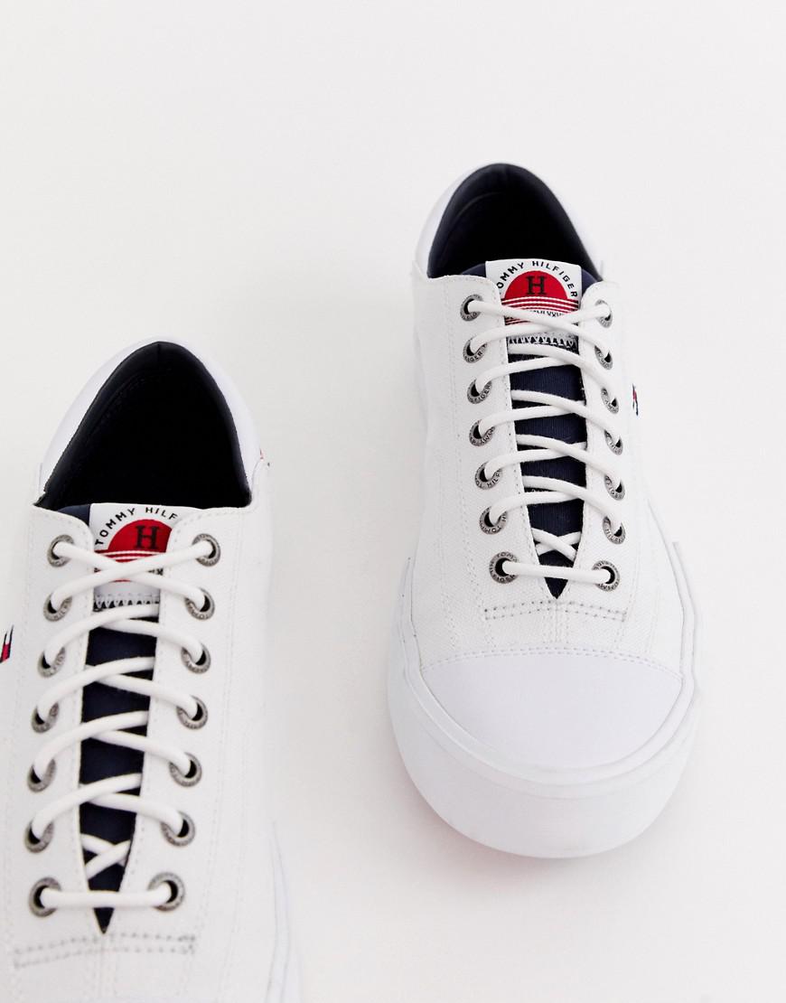 tommy hilfiger white canvas sneakers