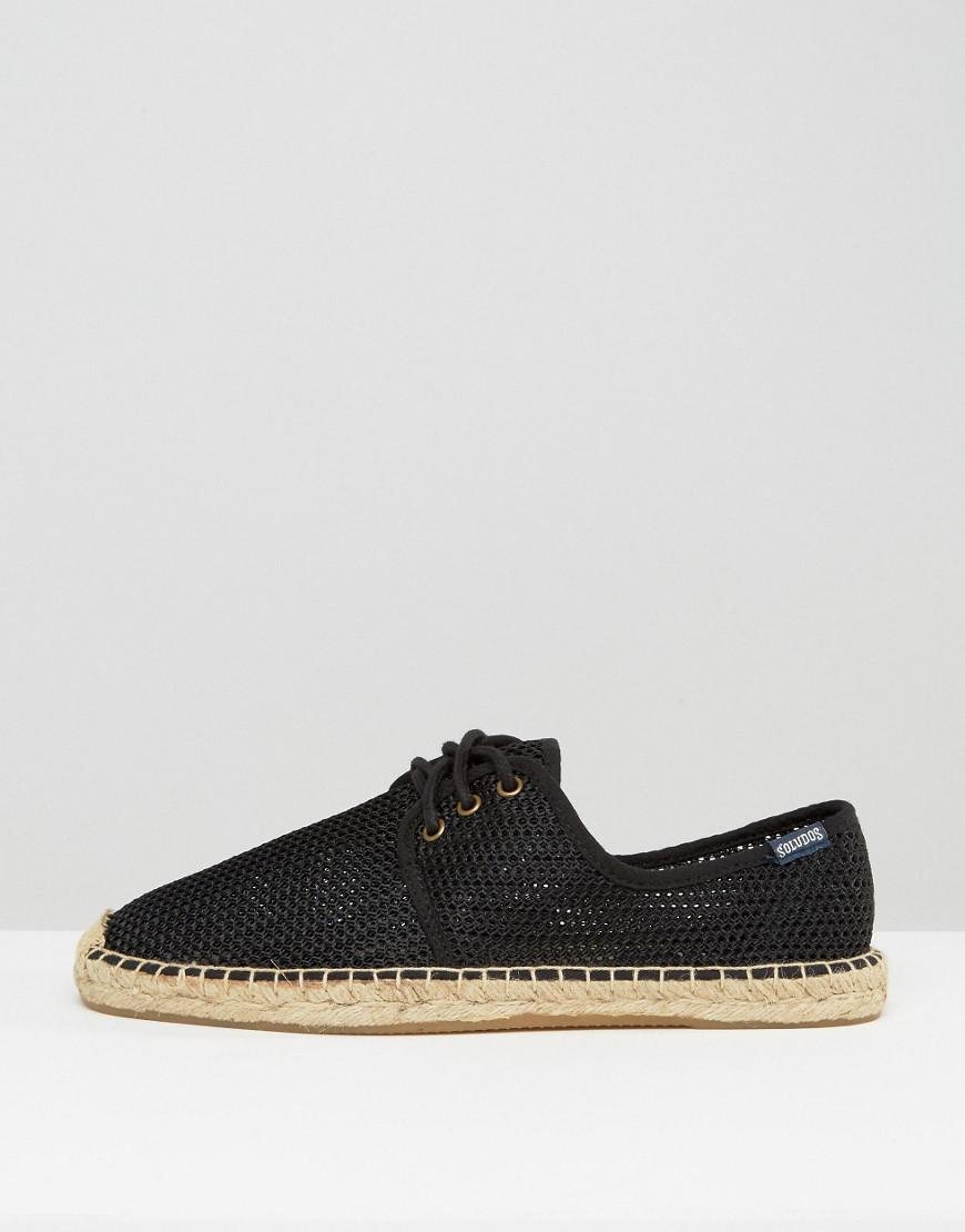 Soludos Cotton Mesh Lace Up Espadrilles in Black for Men - Lyst