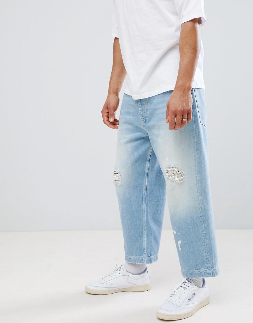ASOS Denim Wide Leg Cropped Jeans in 