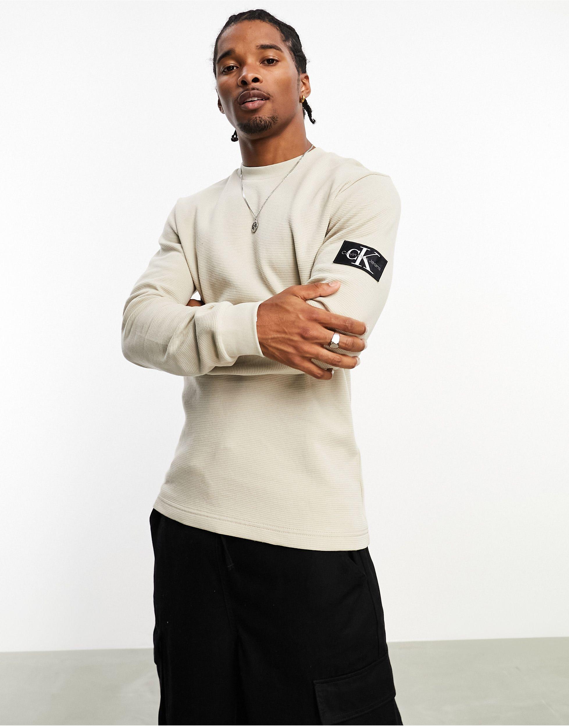 Calvin Klein Waffle Long Sleeve T-shirt in White for Men | Lyst