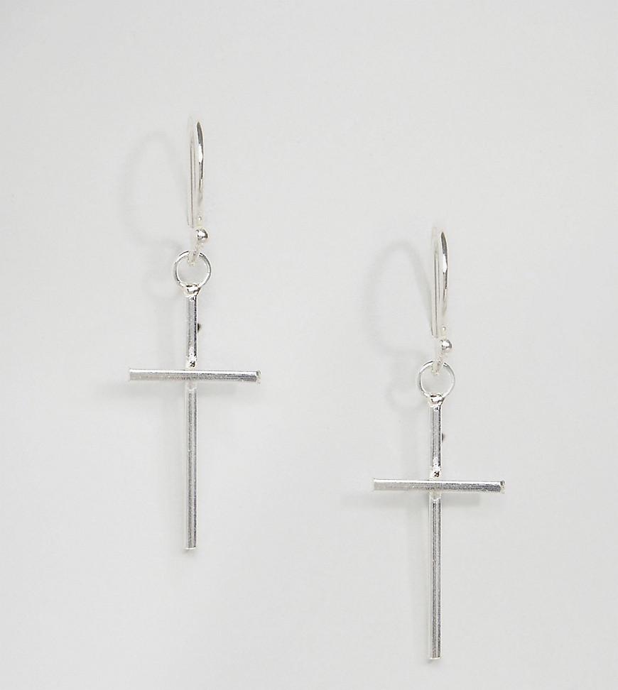Lyst Kingsley Ryan Sterling Silver Cross Drop Earrings In Metallic Gallery