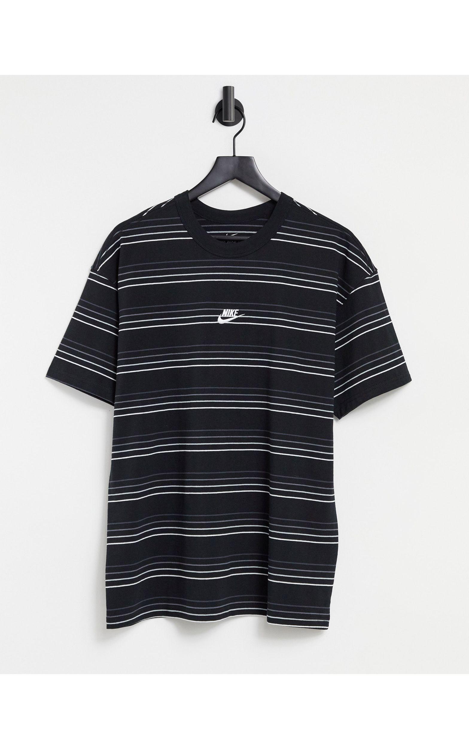 Nike Premium Essential Oversized Stripe T-shirt in Black for Men | Lyst