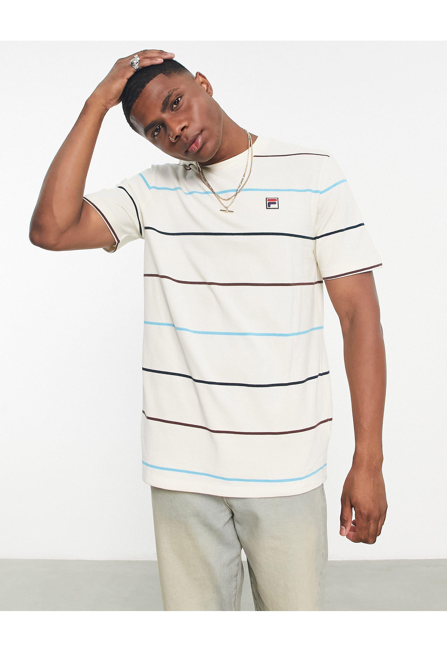 Fila Striped T-shirt With Branding in White for Men | Lyst